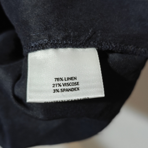 Eileen Fisher Linen Blend Pants 3X Black Pockets Italian Fabric High Waisted - Picture 6 of 8